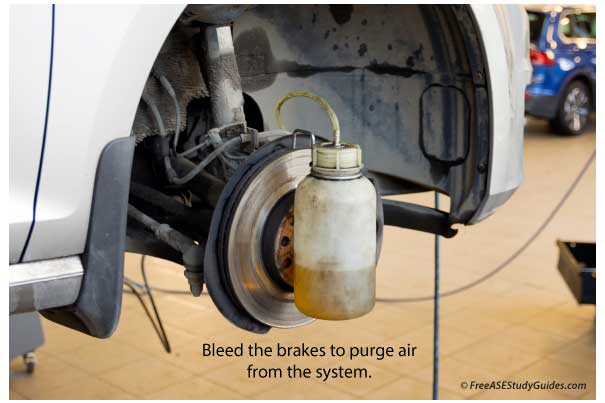 Bleed the brakes to purge air from the system.