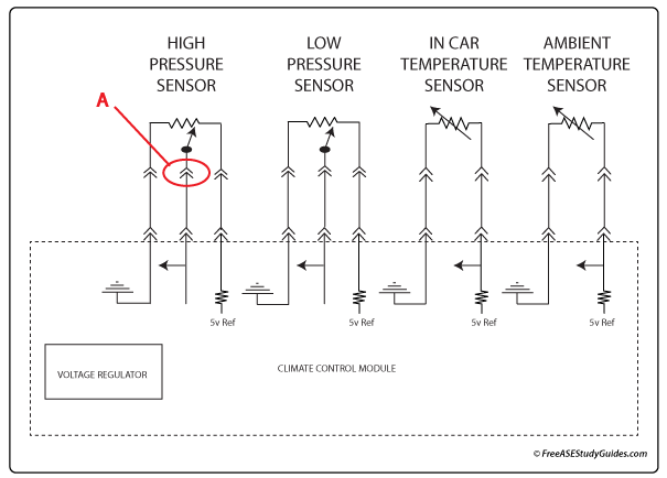 Diagram of automotive ac control circuit.